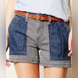 ANTHROPOLOGIE Pilcro and the Letterpress Railroad Striped Denim Shorts  size: 26